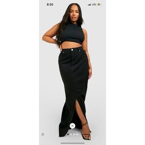 Black wash denim skirt